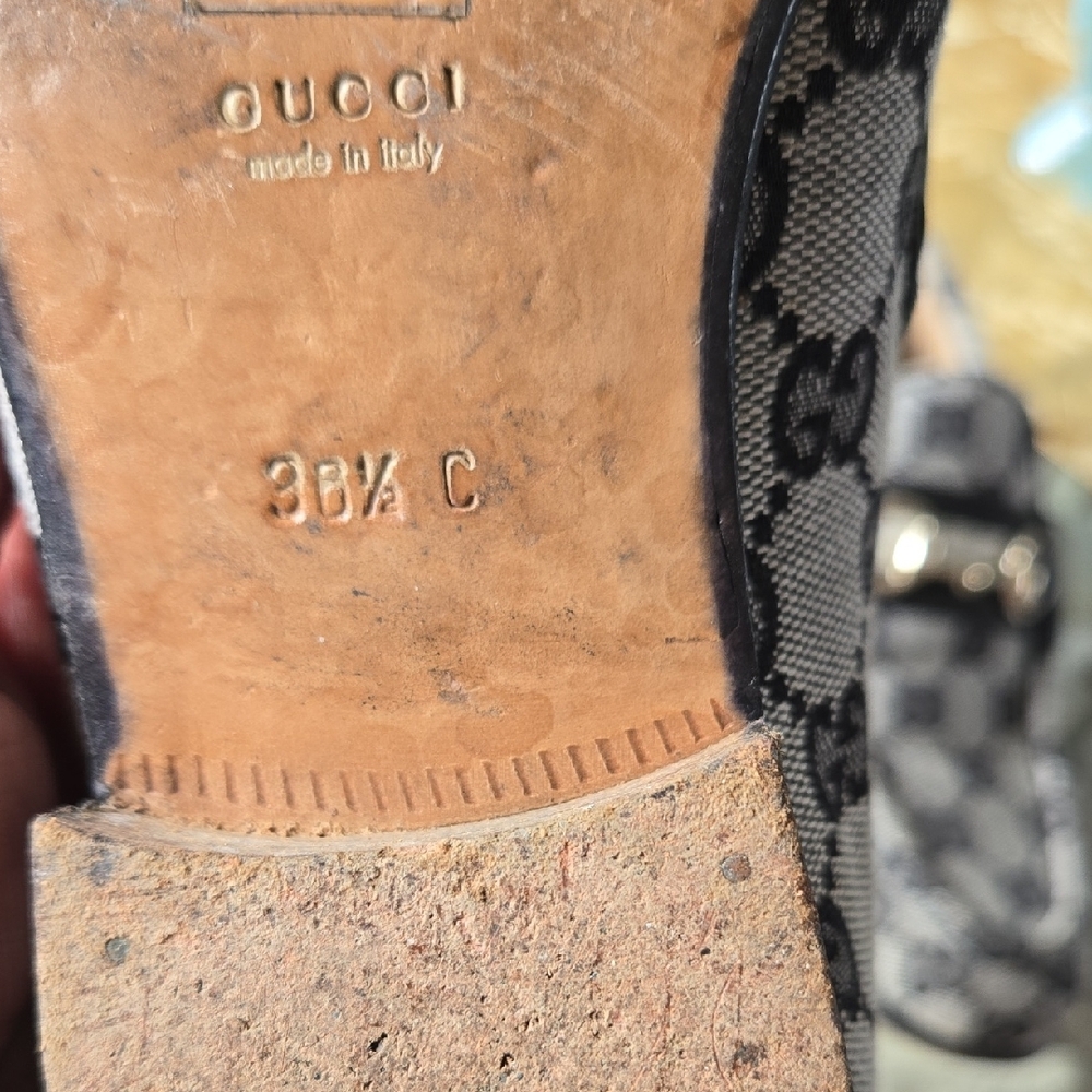 Gucci Gray and Black Monogram Loafers - Picture 12 of 17